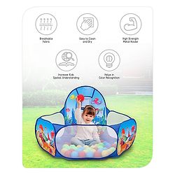 Babyhug Jump N Joy Aquatic Theme Ball Pool -50 Balls | Spacious Fabric Ball Pit For Ages 2-6 Years | Sensory & Motor-Skill Play | Colour,Shape Learning And Motor Development | BIS Certified