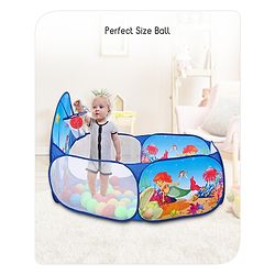 Babyhug Jump N Joy Aquatic Theme Ball Pool -50 Balls | Spacious Fabric Ball Pit For Ages 2-6 Years | Sensory & Motor-Skill Play | Colour,Shape Learning And Motor Development | BIS Certified