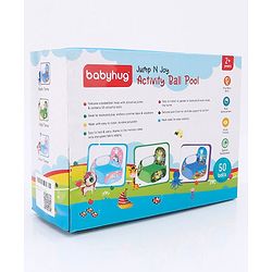 Babyhug Jump N Joy Aquatic Theme Ball Pool -50 Balls | Spacious Fabric Ball Pit For Ages 2-6 Years | Sensory & Motor-Skill Play | Colour,Shape Learning And Motor Development | BIS Certified