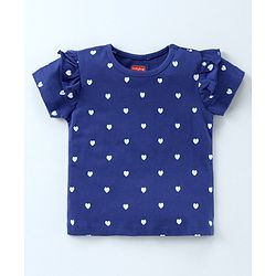 Babyhug Short Sleeves Tops Heart Print Pack of 2 - Blue Pink