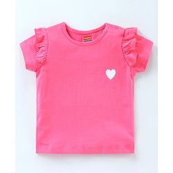 Babyhug Short Sleeves Tops Heart Print Pack of 2 - Blue Pink