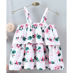 Babyhug Sleeveless Top Floral Print - White