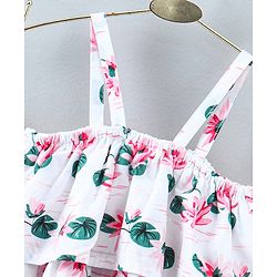 Babyhug Sleeveless Top Floral Print - White