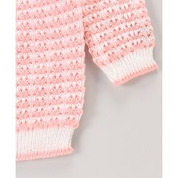 Babyhug Full Sleeves Hooded Striped Sweater Set with Booties - Pink