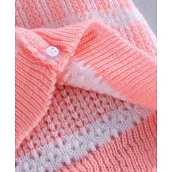 Babyhug Full Sleeves Hooded Striped Sweater Set with Booties - Pink