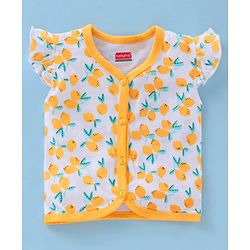 Babyhug 100% Cotton Antibacterial Short Sleeve Vests Lemon Print Pack of 3 - Yellow Grey White