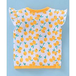 Babyhug 100% Cotton Antibacterial Short Sleeve Vests Lemon Print Pack of 3 - Yellow Grey White