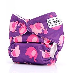 Babyhug Free Size Reusable Cloth Nappies  With 2 SmartDry Inserts Elephant Print - Violet