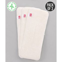 Babyhug Reusable Bamboo Nappies Insert Pack of 3 - White