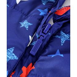 Babyhug Sleeveless Jacket with Hood Star Print - Blue