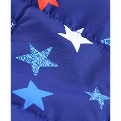 Babyhug Sleeveless Jacket with Hood Star Print - Blue