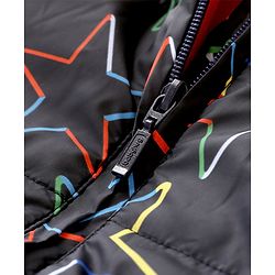Babyhug Full Sleeves Hooded Jacket Stars Print  - Blue