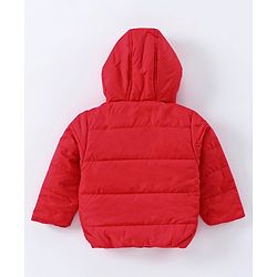 Babyhug Full Sleeves Hooded Padded Jacket Text Embroidery - Red