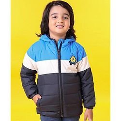 Babyhug Full Sleeves Hooded Jacket Alien Patch - Blue