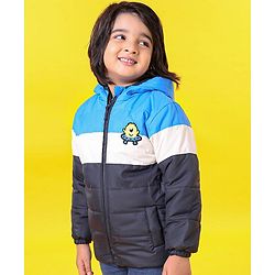 Babyhug Full Sleeves Hooded Jacket Alien Patch - Blue