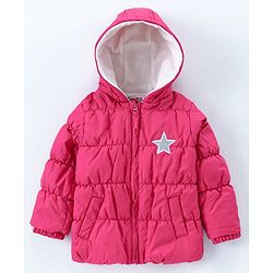 Babyhug Full Sleeves Hooded Padded Jacket - Pink