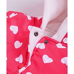 Babyhug Full Sleeves Hooded Jacket Heart Print - Red