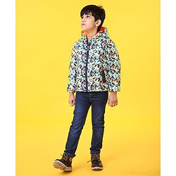 Babyhug Full Sleeves Hooded Padded Jacket Animal Print - Multicolor
