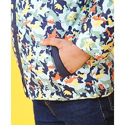 Babyhug Full Sleeves Hooded Padded Jacket Animal Print - Multicolor