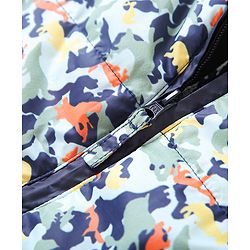 Babyhug Full Sleeves Hooded Padded Jacket Animal Print - Multicolor