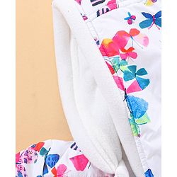 Babyhug Full Sleeves Butterfly Print Hooded Jacket - Off White
