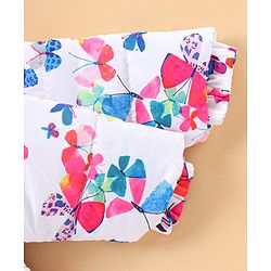 Babyhug Full Sleeves Butterfly Print Hooded Jacket - Off White
