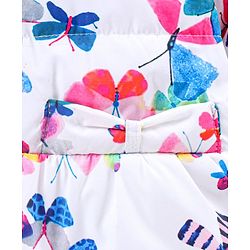 Babyhug Full Sleeves Butterfly Print Hooded Jacket - Off White