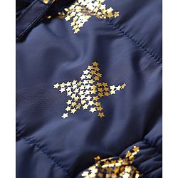 Babyhug Full Sleeves Star Print Hooded Jacket - Blue