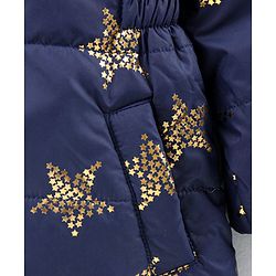 Babyhug Full Sleeves Star Print Hooded Jacket - Blue