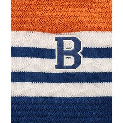 Babyhug Full Sleeves Pull Over Sweater Striped - Orange & Blue
