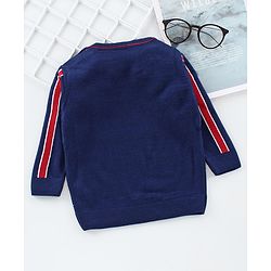 Babyhug Full Sleeves Sweater Numeric 35 Embroidery - Navy Blue