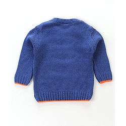 Babyhug Full Sleeves Sweater with Applique - Blue