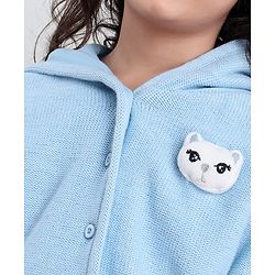 Babyhug Full Sleeves Front Open Sweater Kitty Applique - Blue