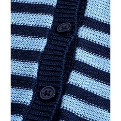 Babyhug Full Sleeves Front Open Hooded Sweater - Blue
