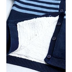 Babyhug Full Sleeves Front Open Hooded Sweater - Blue