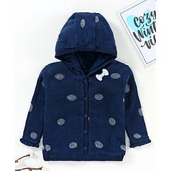 Babyhug Full Sleeves Hooded Sweater - Blue