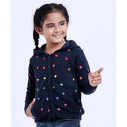 Babyhug Full Sleeves Hooded Sweater - Blue