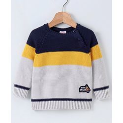 Babyhug Full Sleeves Pullover Colorblock Sweater - Blue