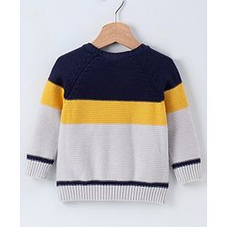 Babyhug Full Sleeves Pullover Colorblock Sweater - Blue