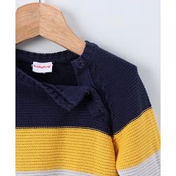 Babyhug Full Sleeves Pullover Colorblock Sweater - Blue