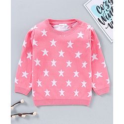 Babyhug Full Sleeves Intarsia Sweater  - Pink