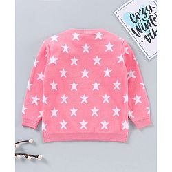 Babyhug Full Sleeves Intarsia Sweater  - Pink