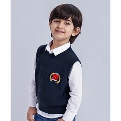 Babyhug Sleeveless Pullover Sweater Number Patch - Blue