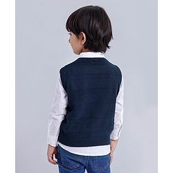 Babyhug Sleeveless Pullover Sweater Number Patch - Blue