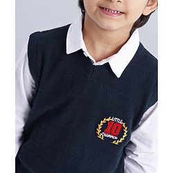 Babyhug Sleeveless Pullover Sweater Number Patch - Blue