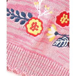 Babyhug Full Sleeves Sweater Floral Embroidery - Pink
