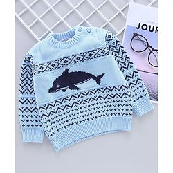 Babyhug Full Sleeves Sweater Text Print - Blue