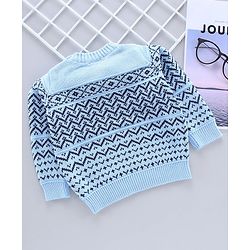 Babyhug Full Sleeves Sweater Text Print - Blue