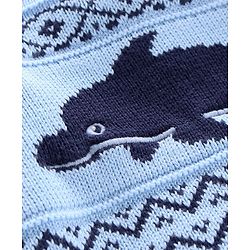 Babyhug Full Sleeves Sweater Text Print - Blue