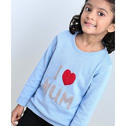 Babyhug Full Sleeves Sweater Text Applique - Blue